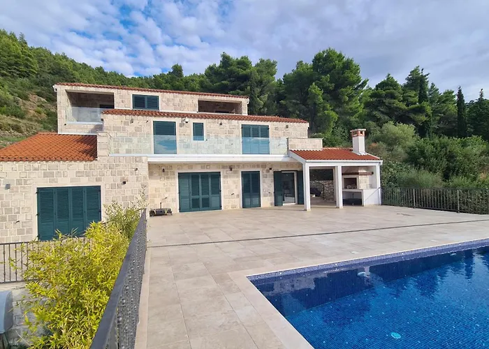 Magnificent New Tofta On Lopud, Croatia. Sea Views From The Infinity Pool 로푸드
